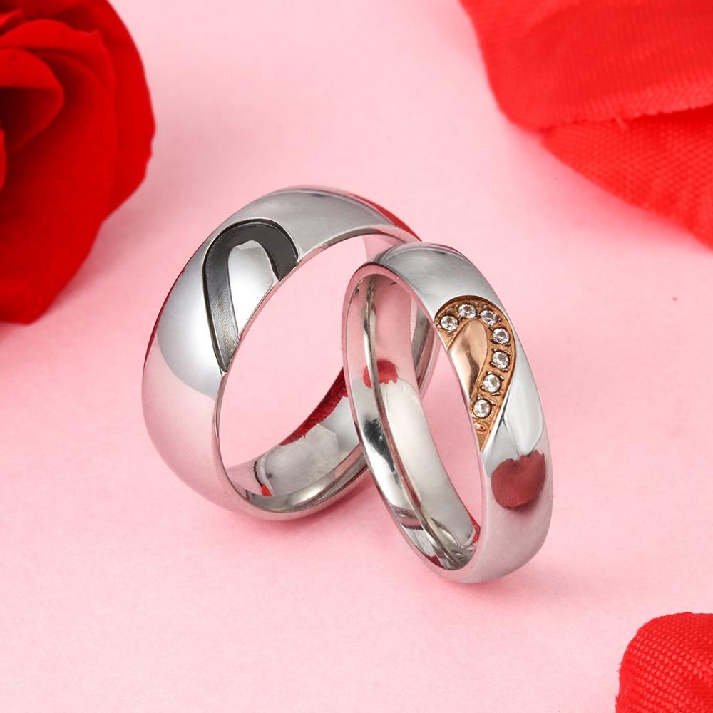 personalized one heart matching couple rings promise rings 948483